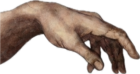 Left hand reaching toward the center