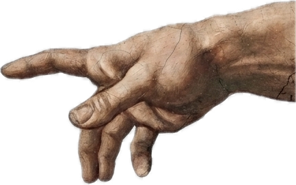 Right hand reaching toward the center